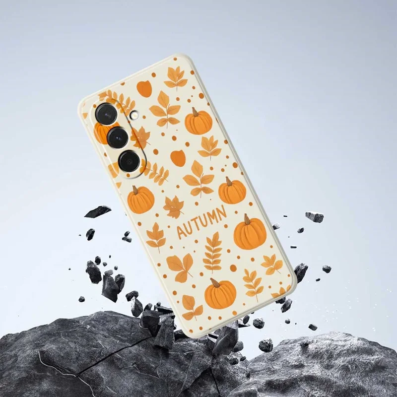 Cover per Samsung Galaxy A36 5G con Motivo Tema Autunnale, Bordi Dritti, Cover Posteriore in TPU - Beige