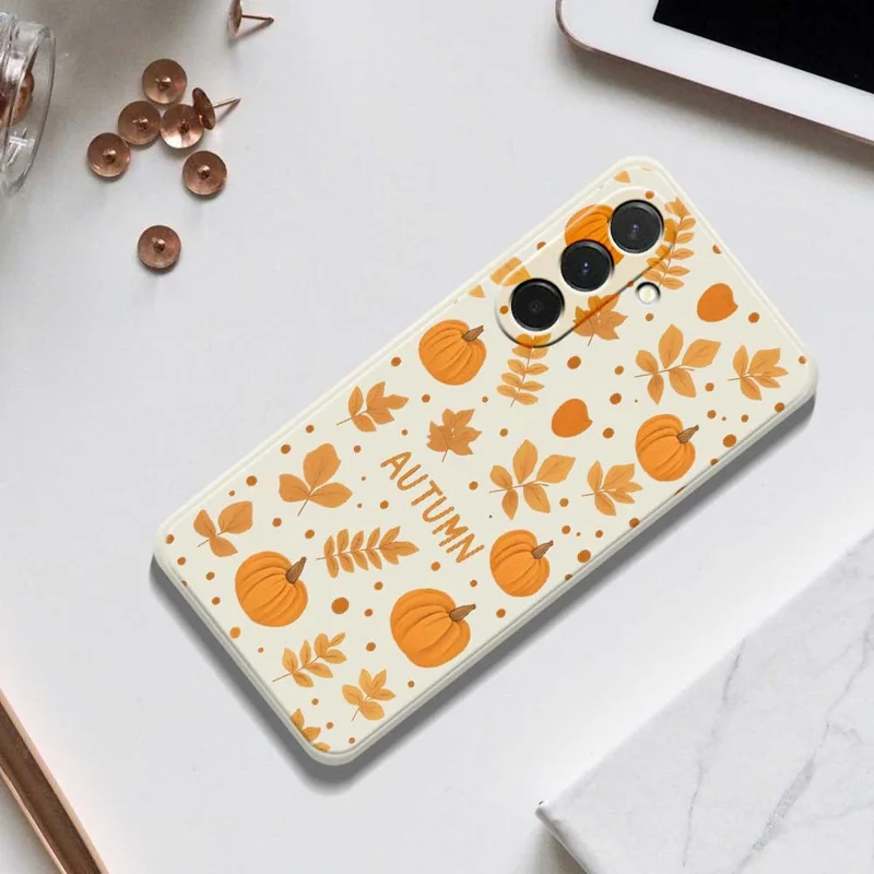 Cover per Samsung Galaxy A36 5G con Motivo Tema Autunnale, Bordi Dritti, Cover Posteriore in TPU - Beige