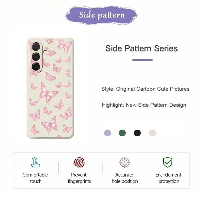 For Samsung Galaxy A36 5G Case Pink Butterflies Pattern Printing Straight Edge TPU Phone Back Cover - Beige