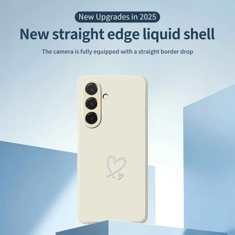 For Samsung Galaxy A36 5G Case White Love Pattern Printing Straight Edge TPU Phone Back Cover - Beige