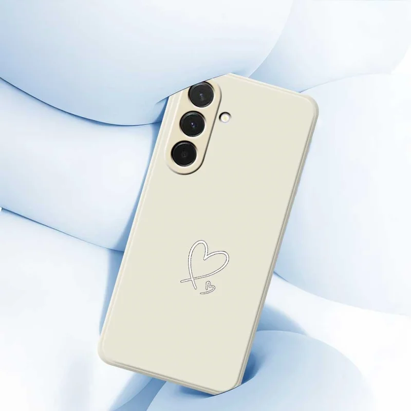 For Samsung Galaxy A36 5G Case White Love Pattern Printing Straight Edge TPU Phone Back Cover - Beige