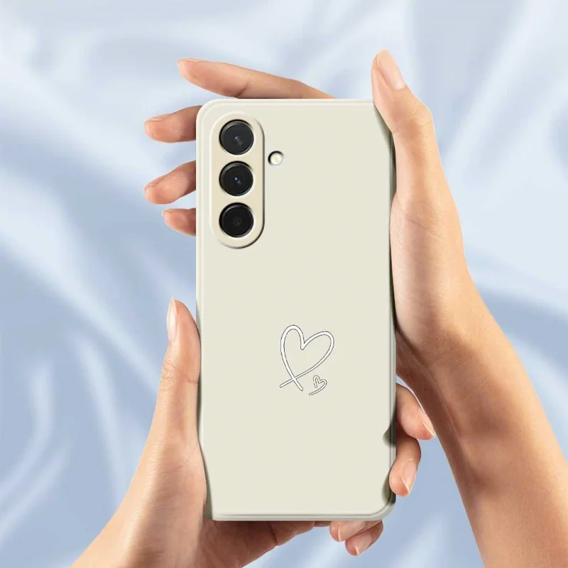 For Samsung Galaxy A36 5G Case White Love Pattern Printing Straight Edge TPU Phone Back Cover - Beige