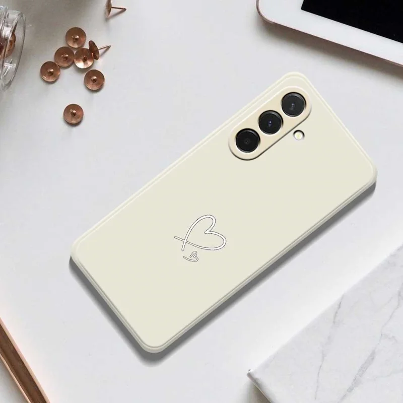 For Samsung Galaxy A36 5G Case White Love Pattern Printing Straight Edge TPU Phone Back Cover - Beige
