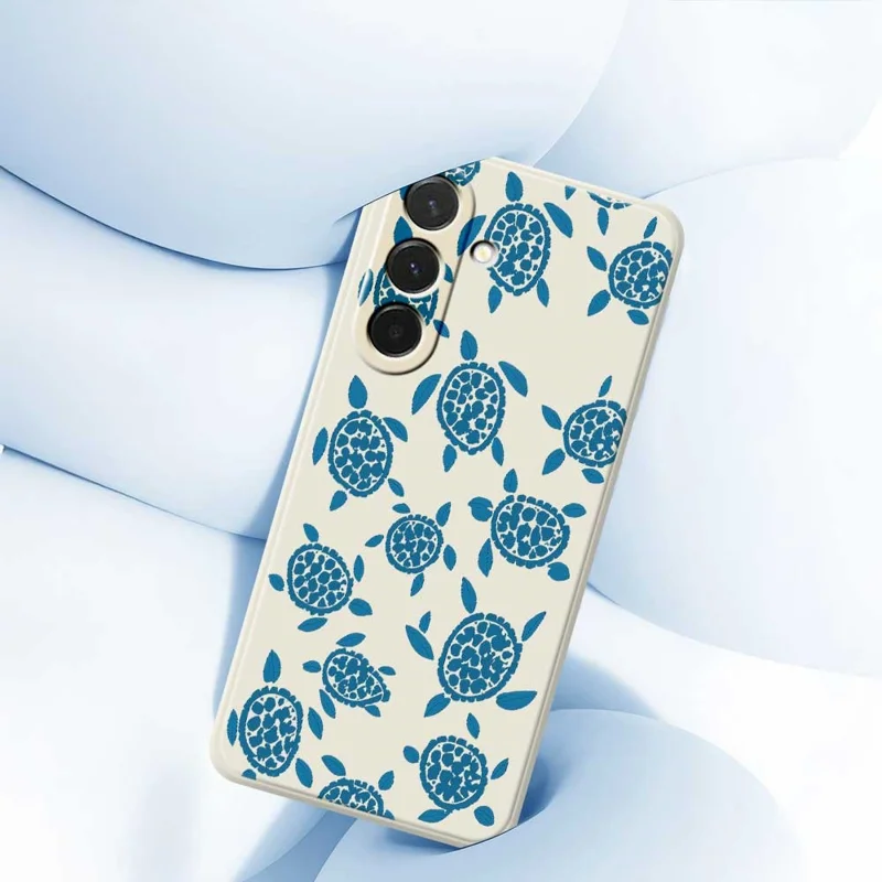 Cover per Samsung Galaxy A36 5G con Motivo Tartaruga Blu, Bordi Dritti, Cover Posteriore in TPU - Beige