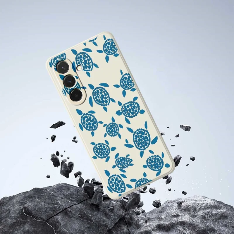 Cover per Samsung Galaxy A36 5G con Motivo Tartaruga Blu, Bordi Dritti, Cover Posteriore in TPU - Beige