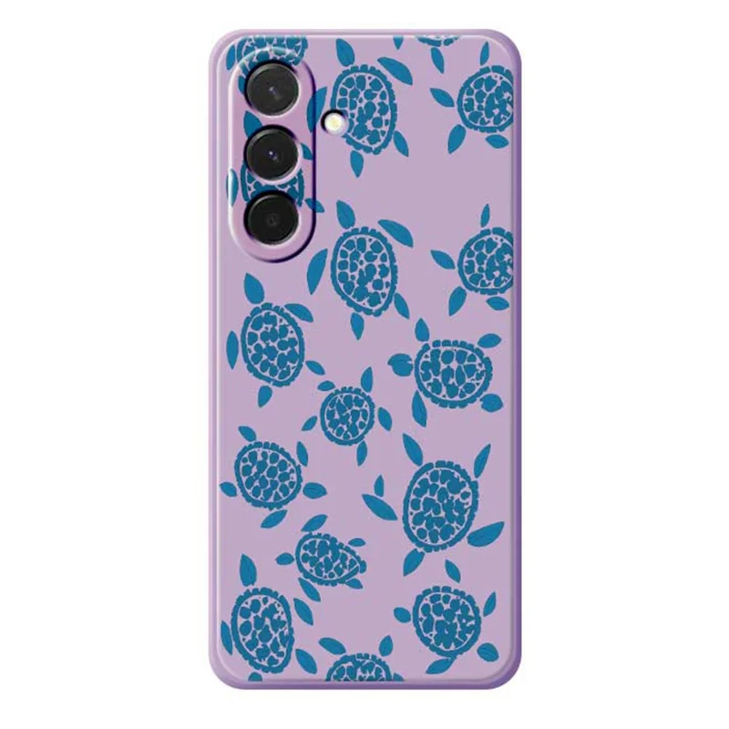 For Samsung Galaxy A36 5G Case Blue Turtle Pattern Printing Straight Edge TPU Phone Back Cover - Purple