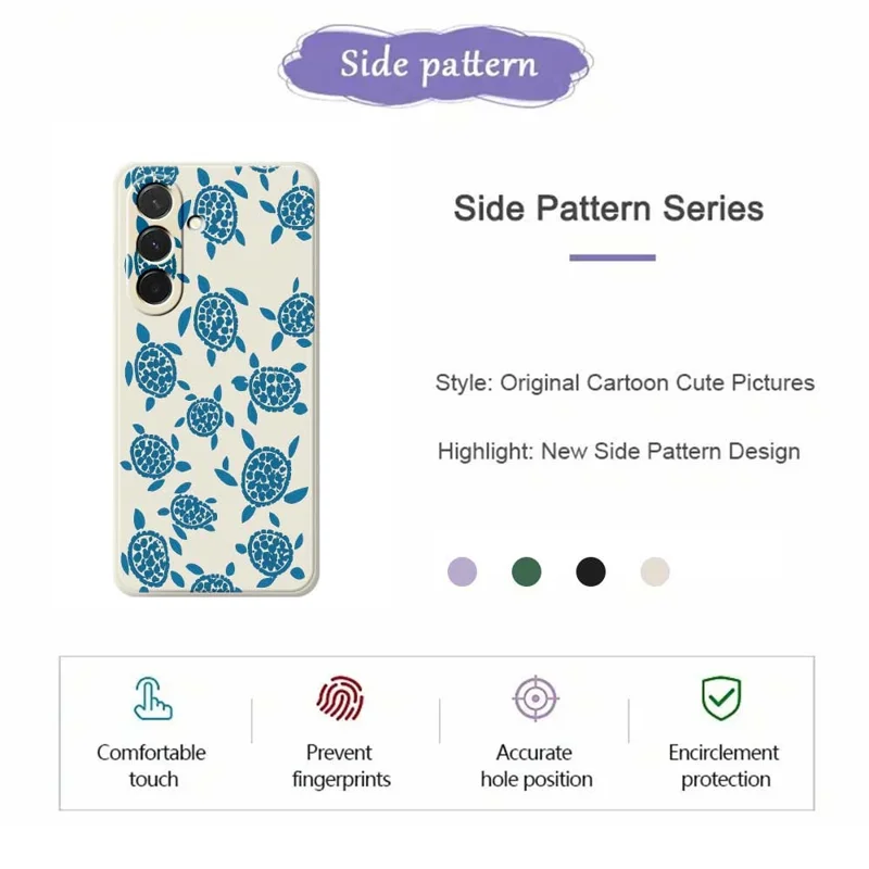 For Samsung Galaxy A36 5G Case Blue Turtle Pattern Printing Straight Edge TPU Phone Back Cover - Purple