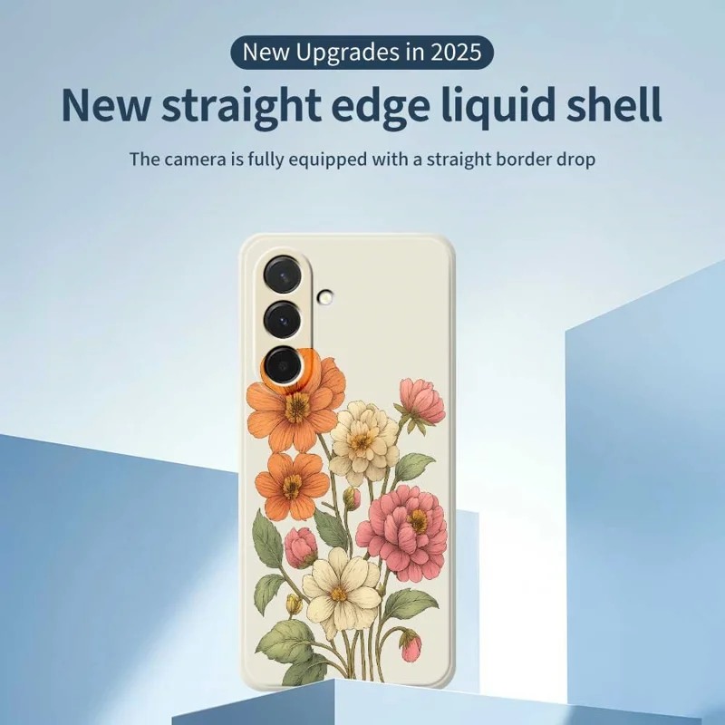 Cover per Samsung Galaxy A36 5G con Elegante Motivo Floreale Stampato, Bordo Dritto, Cover Posteriore in TPU - Beige