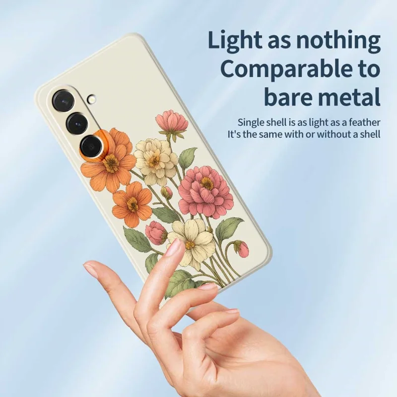 Cover per Samsung Galaxy A36 5G con Elegante Motivo Floreale Stampato, Bordo Dritto, Cover Posteriore in TPU - Beige
