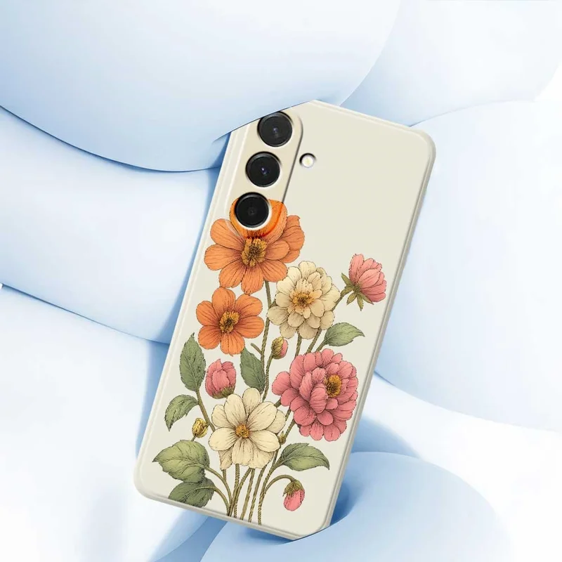 Cover per Samsung Galaxy A36 5G con Elegante Motivo Floreale Stampato, Bordo Dritto, Cover Posteriore in TPU - Beige