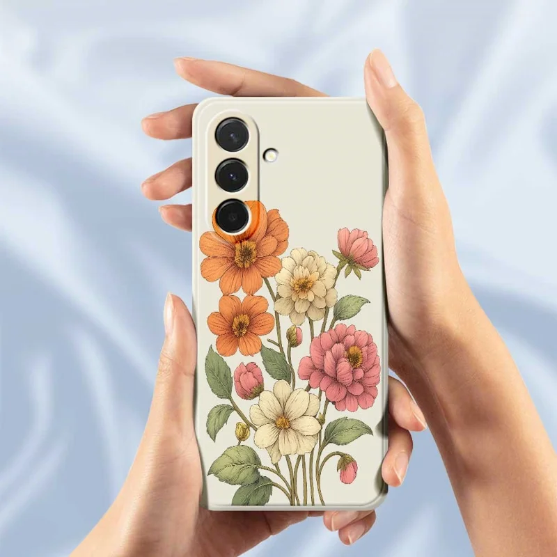 Cover per Samsung Galaxy A36 5G con Elegante Motivo Floreale Stampato, Bordo Dritto, Cover Posteriore in TPU - Beige