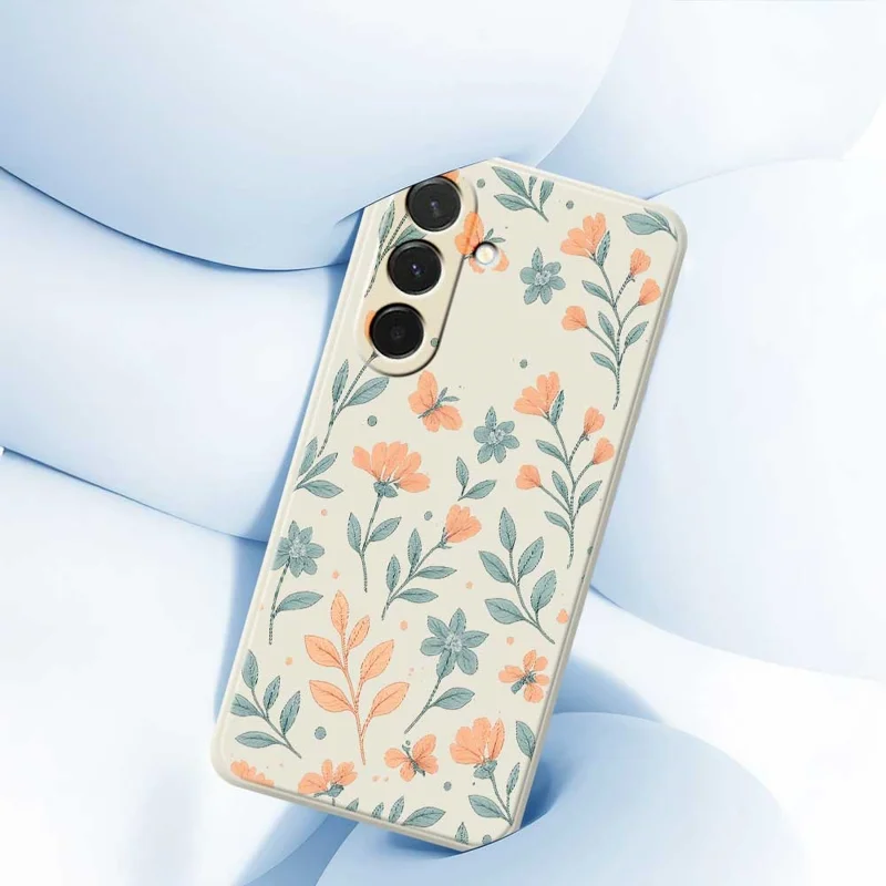 For Samsung Galaxy A36 5G Case Yellow Flowers Pattern Printing Straight Edge TPU Phone Back Cover - Beige