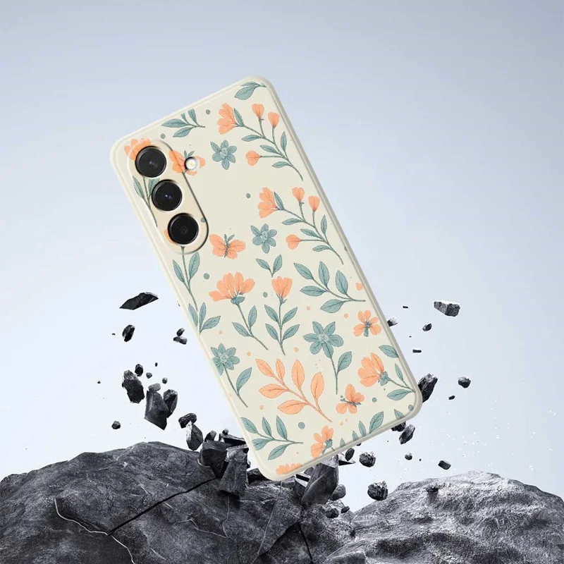 For Samsung Galaxy A36 5G Case Yellow Flowers Pattern Printing Straight Edge TPU Phone Back Cover - Beige