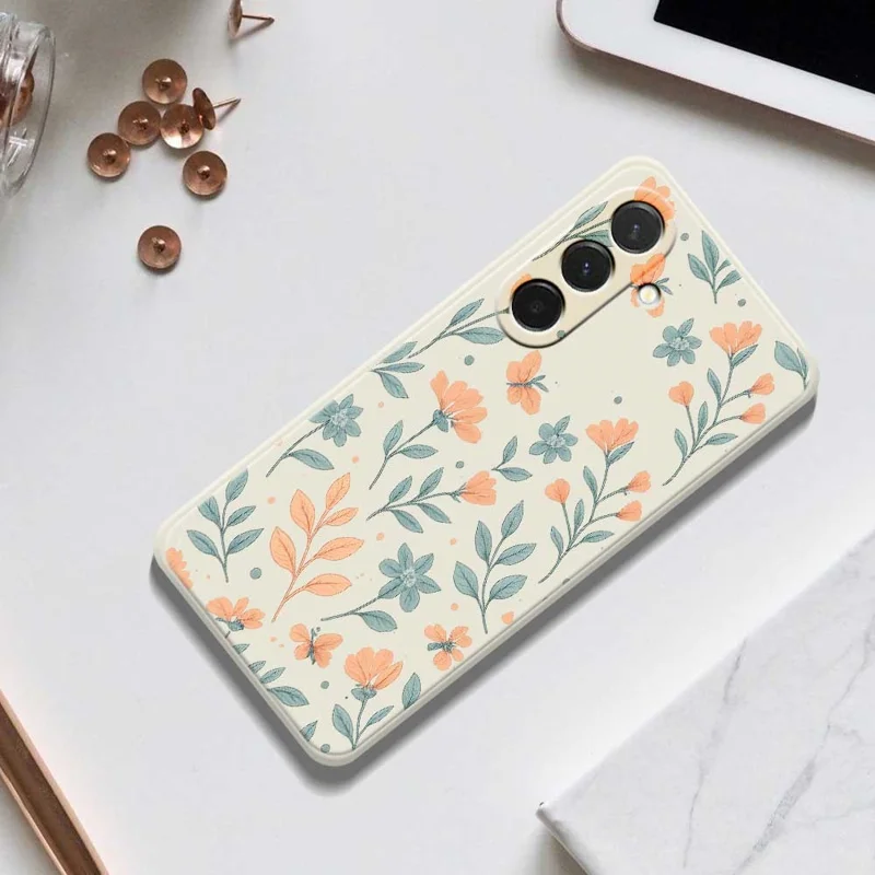 For Samsung Galaxy A36 5G Case Yellow Flowers Pattern Printing Straight Edge TPU Phone Back Cover - Beige