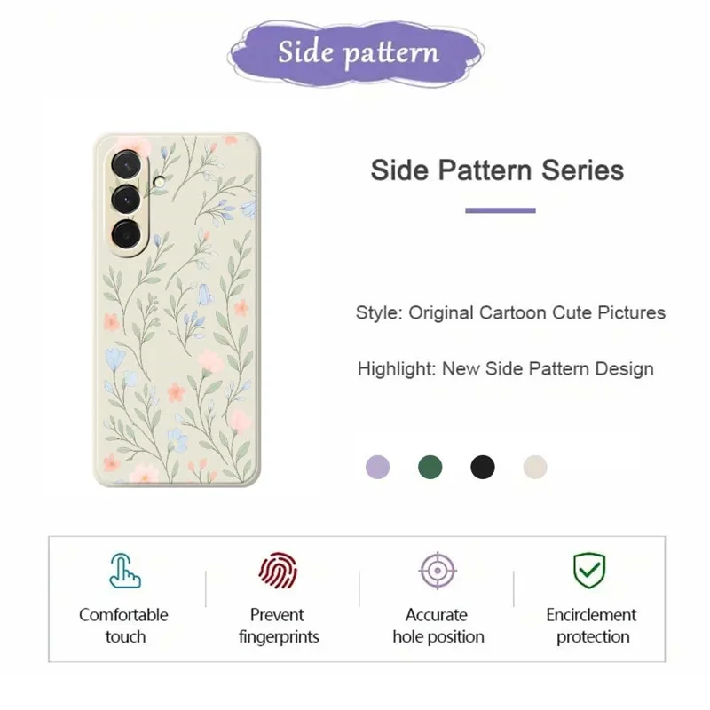 Étui pour Samsung Galaxy A36 5G Motif de Fleurs Roses et Bleues Impression Bords Droits TPU Coque Arrière de Téléphone - Beige