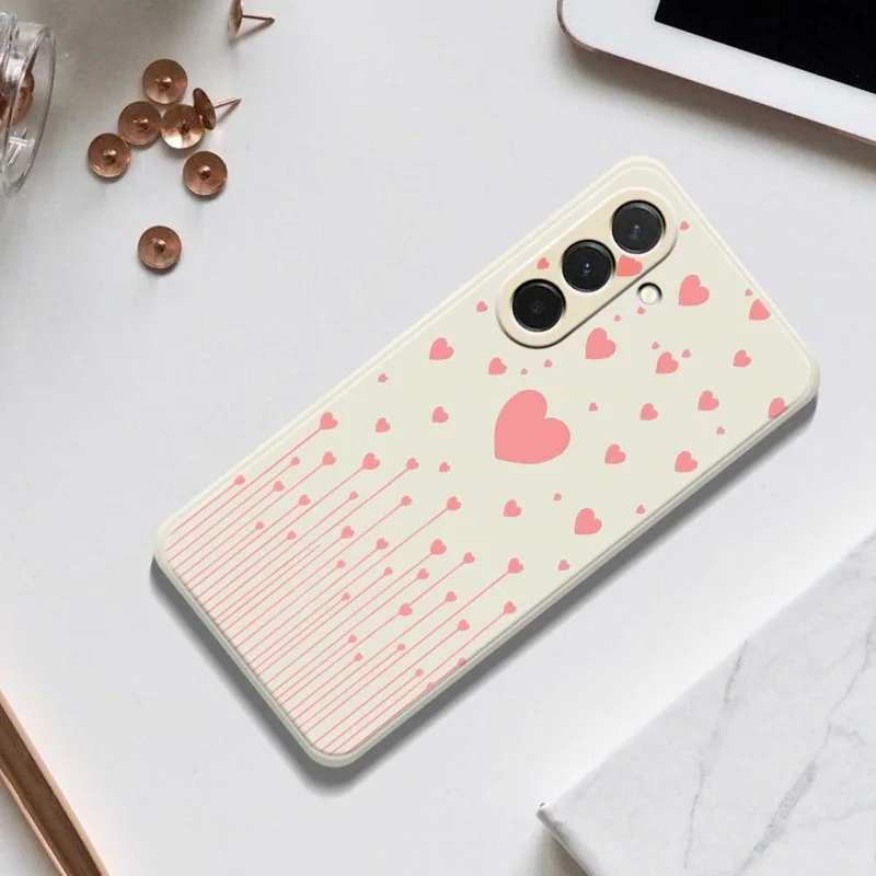 Étui pour Samsung Galaxy A36 5G Motif d'Amour Rose Impression Bord Droit TPU Coque Arrière de Téléphone - Beige