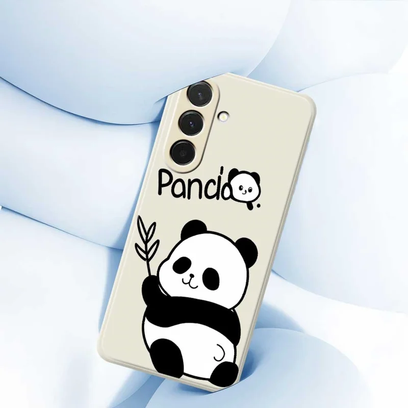 For Samsung Galaxy A36 5G Case Panda Pattern Printing Straight Edge TPU Phone Back Cover - Beige