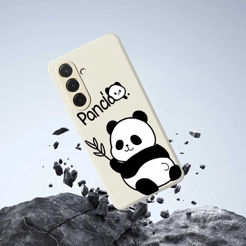 For Samsung Galaxy A36 5G Case Panda Pattern Printing Straight Edge TPU Phone Back Cover - Beige