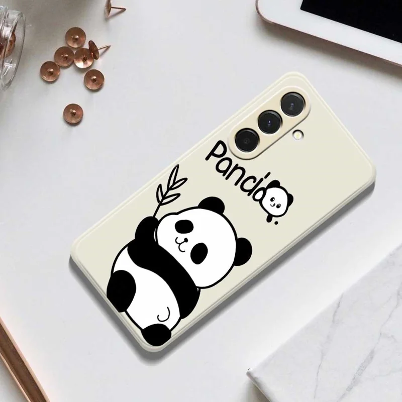 For Samsung Galaxy A36 5G Case Panda Pattern Printing Straight Edge TPU Phone Back Cover - Beige
