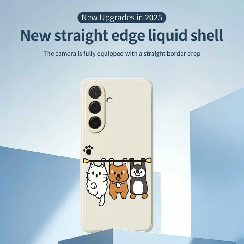 Cover per Samsung Galaxy A36 5G con Stampa di Tre Animali di Peluche - Bordo Dritto TPU Posteriore - Beige