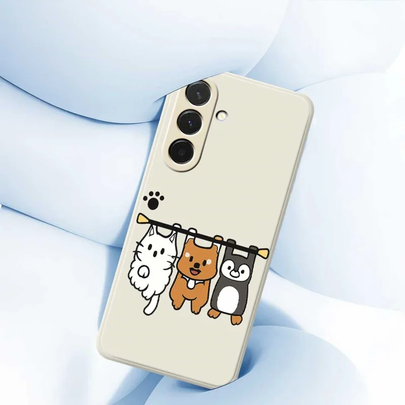 Cover per Samsung Galaxy A36 5G con Stampa di Tre Animali di Peluche - Bordo Dritto TPU Posteriore - Beige