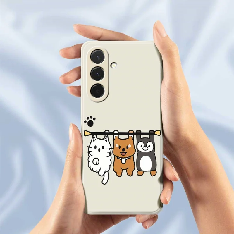 Cover per Samsung Galaxy A36 5G con Stampa di Tre Animali di Peluche - Bordo Dritto TPU Posteriore - Beige