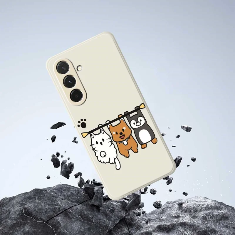 Cover per Samsung Galaxy A36 5G con Stampa di Tre Animali di Peluche - Bordo Dritto TPU Posteriore - Beige