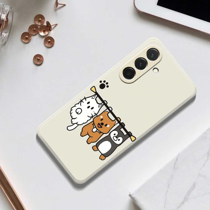 Cover per Samsung Galaxy A36 5G con Stampa di Tre Animali di Peluche - Bordo Dritto TPU Posteriore - Beige