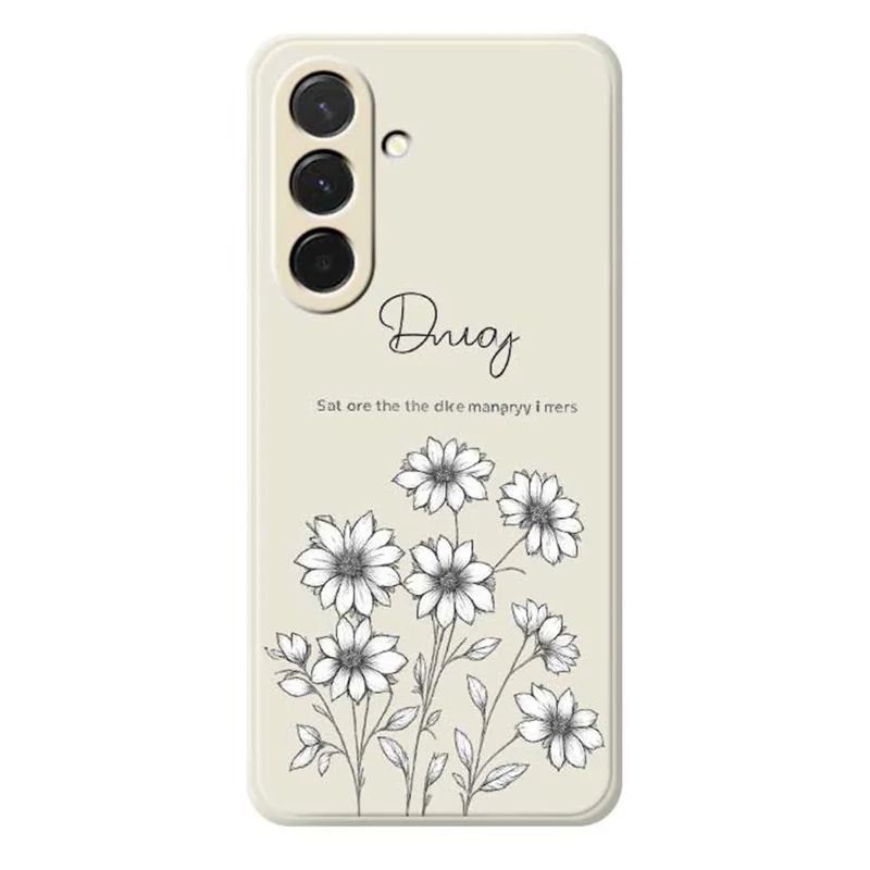 Cover per Samsung Galaxy A36 5G - Custodia con Stampa di Fiori Sketch, Bordi Dritti, Cover Posteriore in TPU - Beige