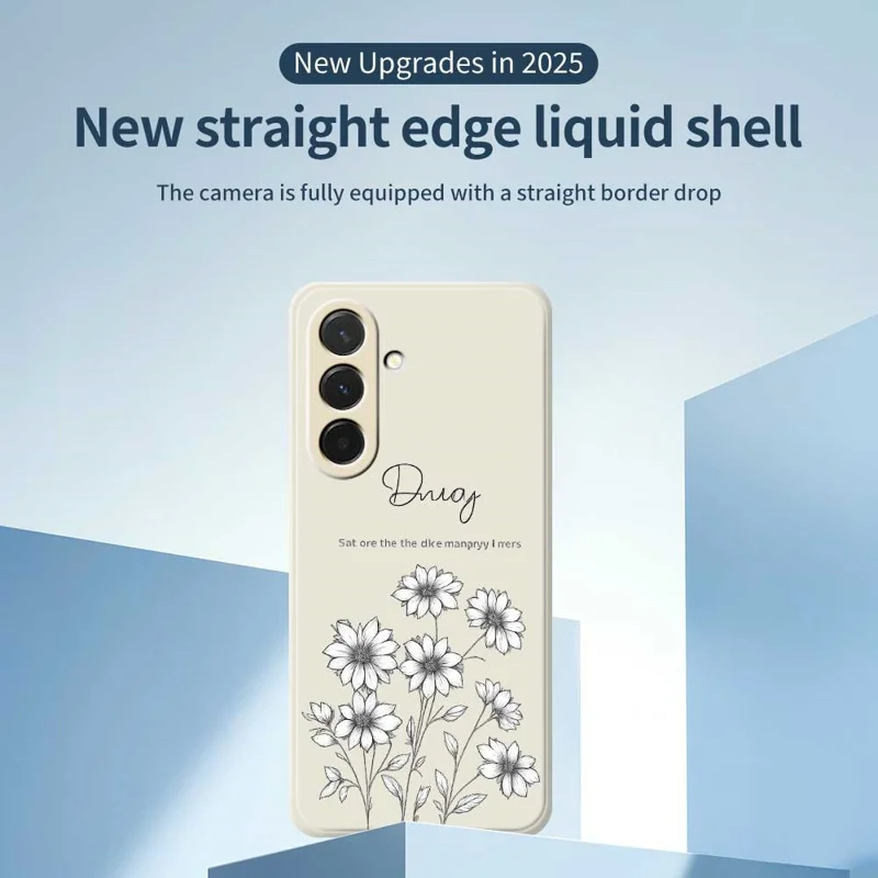 Cover per Samsung Galaxy A36 5G - Custodia con Stampa di Fiori Sketch, Bordi Dritti, Cover Posteriore in TPU - Beige