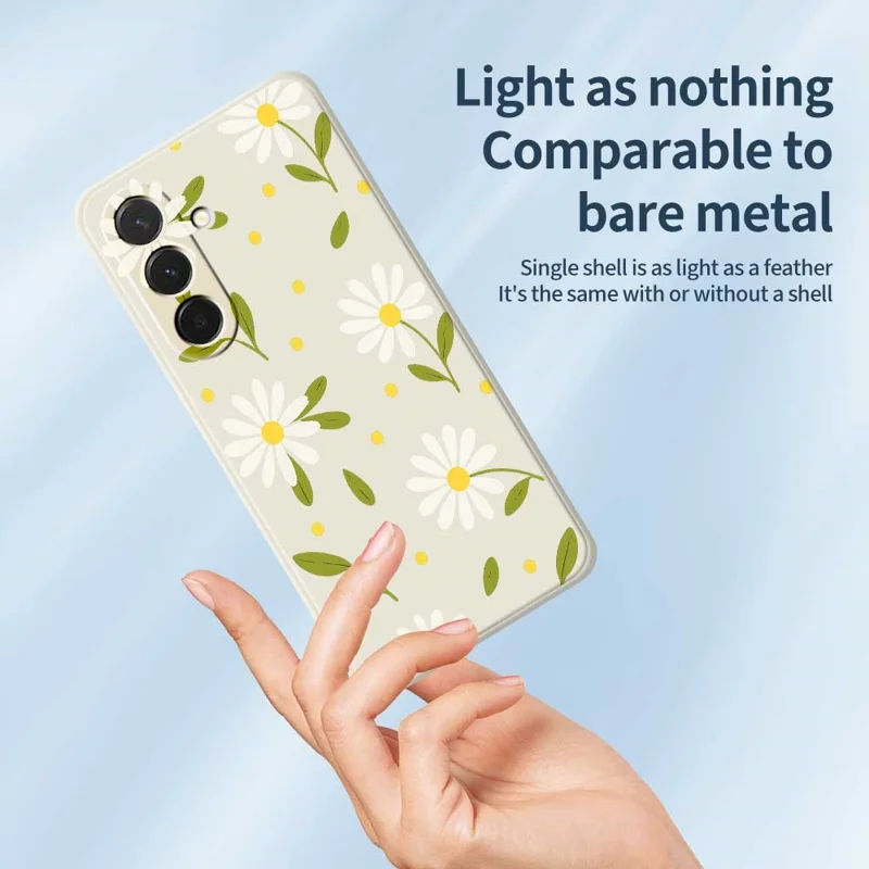 Cover per Samsung Galaxy A36 5G con Fiori Bianchi e Foglie Verdi - Custodia Protettiva con Bordi Dritti in TPU - Beige