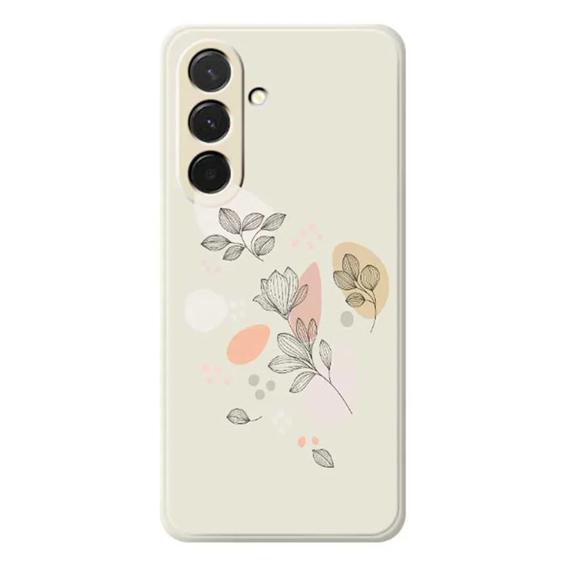 Cover per Samsung Galaxy A36 5G con Stampa di Foglie Disegnate, Bordo Dritto, Cover Posteriore in TPU - Beige