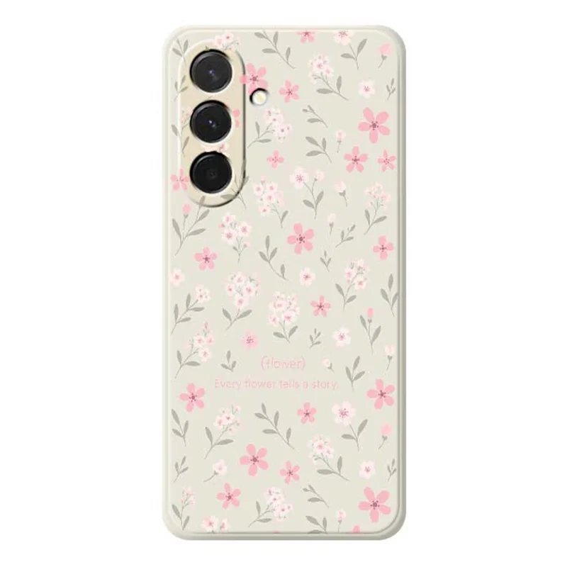 Pour Samsung Galaxy A36 5G Étui Motif de Petites Fleurs Impression Bord Droit TPU Coque Arrière de Téléphone - Beige