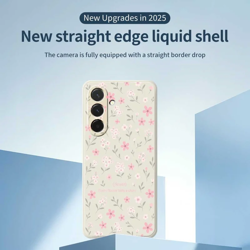 Pour Samsung Galaxy A36 5G Étui Motif de Petites Fleurs Impression Bord Droit TPU Coque Arrière de Téléphone - Beige
