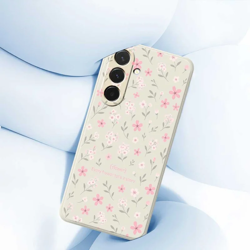 Pour Samsung Galaxy A36 5G Étui Motif de Petites Fleurs Impression Bord Droit TPU Coque Arrière de Téléphone - Beige