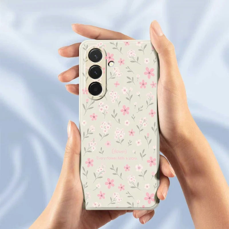 Pour Samsung Galaxy A36 5G Étui Motif de Petites Fleurs Impression Bord Droit TPU Coque Arrière de Téléphone - Beige