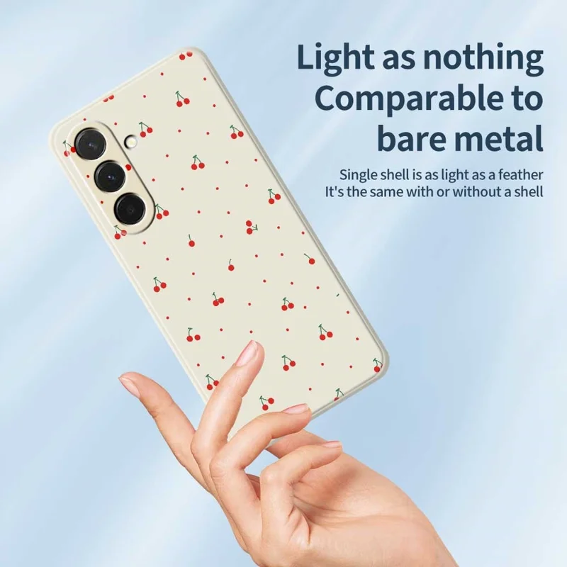 For Samsung Galaxy A36 5G Case Red Cherry Pattern Printing Straight Edge TPU Phone Back Cover - Beige