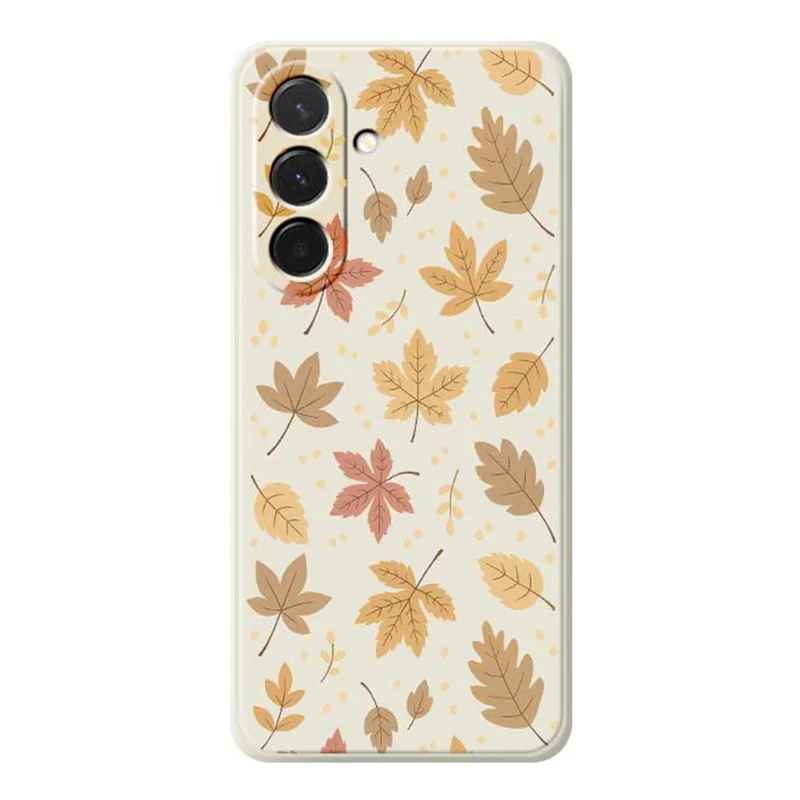 Cover per Samsung Galaxy A36 5G con Stampa a Motivo di Foglie, Bordi Dritti, Cover Posteriore in TPU - Beige