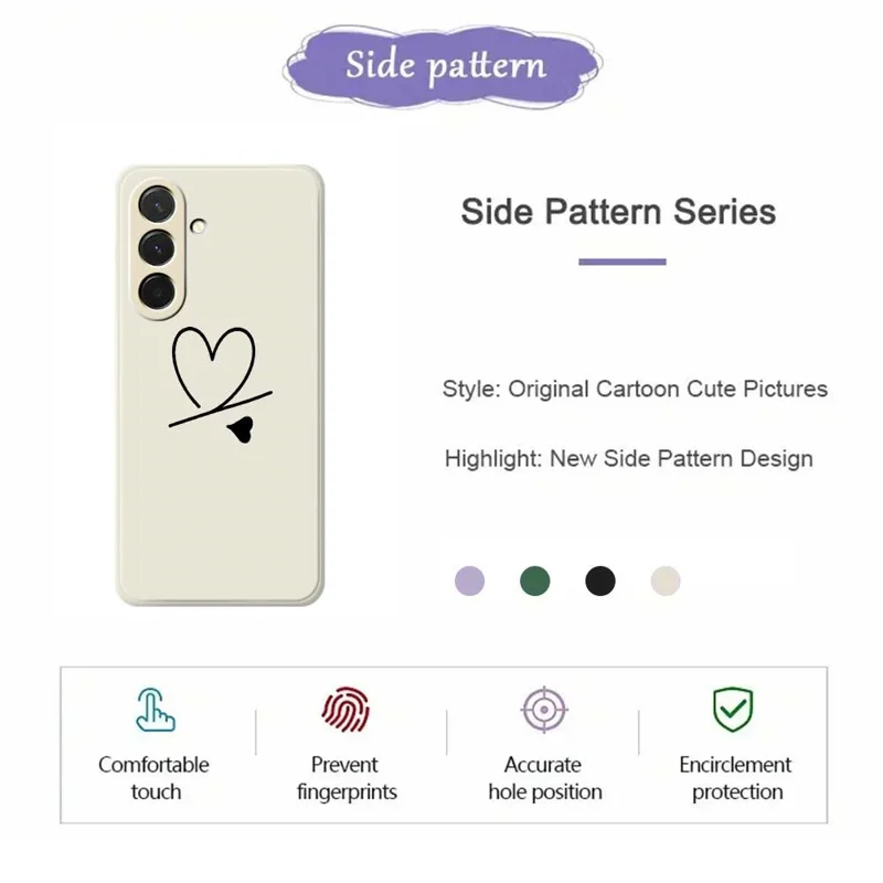 Étui pour Samsung Galaxy A36 5G Noir Motif Amour Impression Bord Droit Coque de Téléphone TPU - Beige
