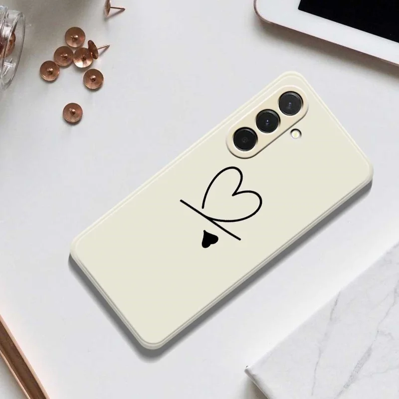 Étui pour Samsung Galaxy A36 5G Noir Motif Amour Impression Bord Droit Coque de Téléphone TPU - Beige