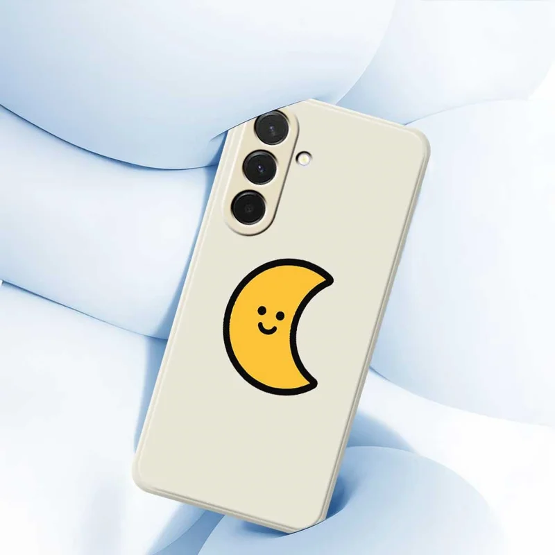 Étui pour Samsung Galaxy A36 5G Motif lune jaune Impression bord droit Coque arrière téléphone TPU - Beige