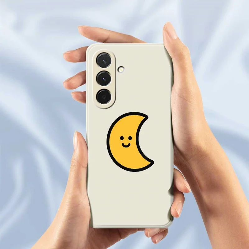 Étui pour Samsung Galaxy A36 5G Motif lune jaune Impression bord droit Coque arrière téléphone TPU - Beige