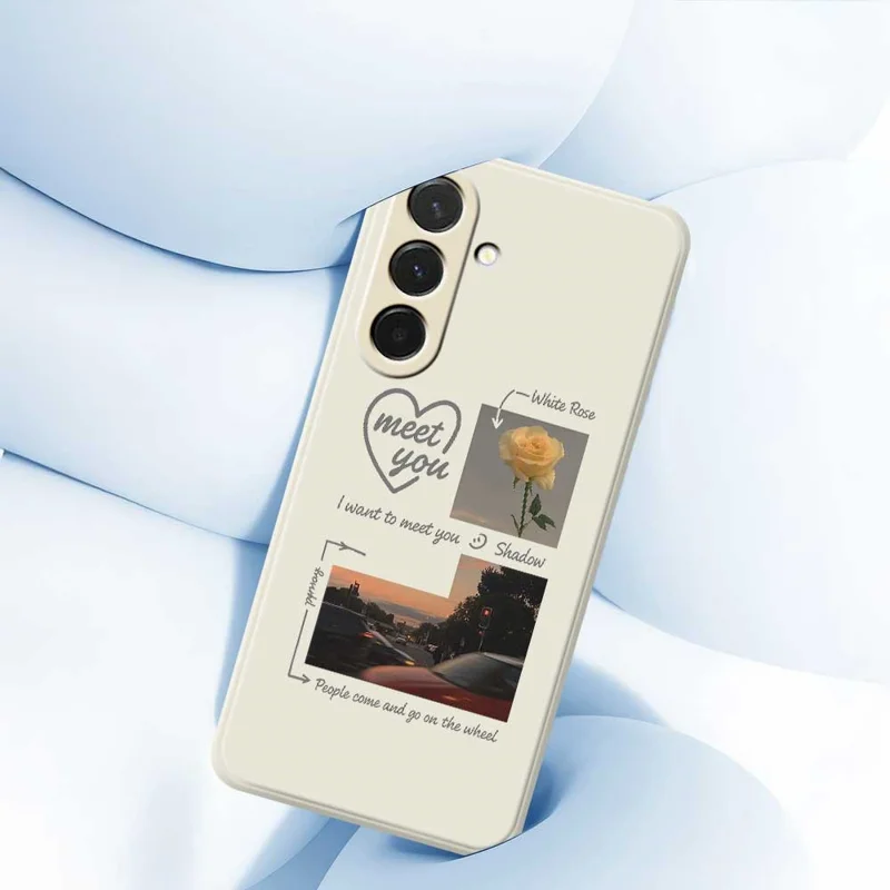 For Samsung Galaxy A36 5G Case Meet You Photo Pattern Printing Straight Edge TPU Phone Back Cover - Beige
