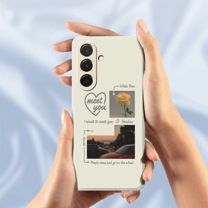 For Samsung Galaxy A36 5G Case Meet You Photo Pattern Printing Straight Edge TPU Phone Back Cover - Beige