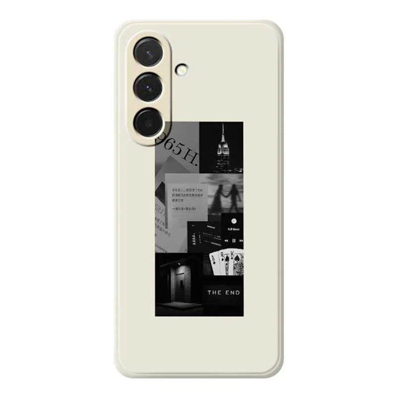 For Samsung Galaxy A36 5G Case Stitching Photos Pattern Printing Straight Edge TPU Phone Back Cover - Beige