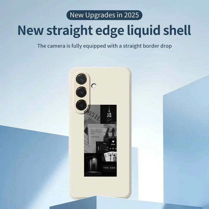 For Samsung Galaxy A36 5G Case Stitching Photos Pattern Printing Straight Edge TPU Phone Back Cover - Beige