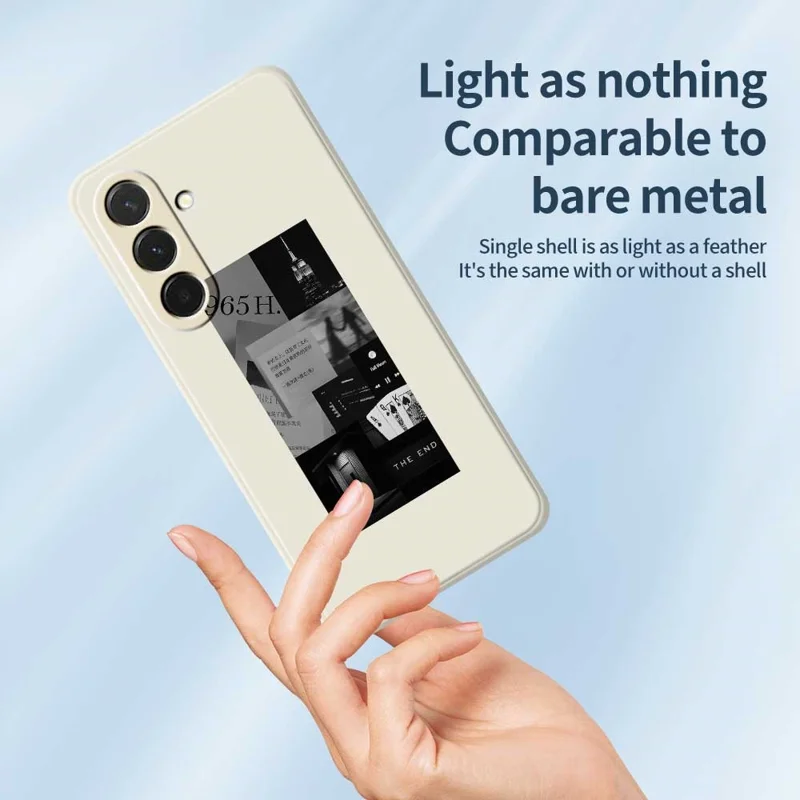 For Samsung Galaxy A36 5G Case Stitching Photos Pattern Printing Straight Edge TPU Phone Back Cover - Beige