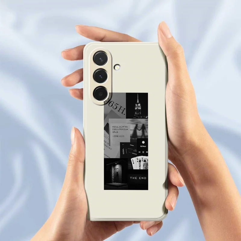 For Samsung Galaxy A36 5G Case Stitching Photos Pattern Printing Straight Edge TPU Phone Back Cover - Beige