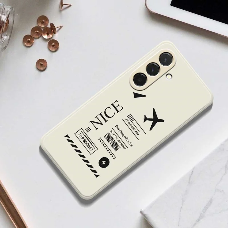 Pour Samsung Galaxy A36 5G Étui Motif de Ticket d'Embarquement Impression Bord Droit TPU Coque Arrière de Téléphone - Beige