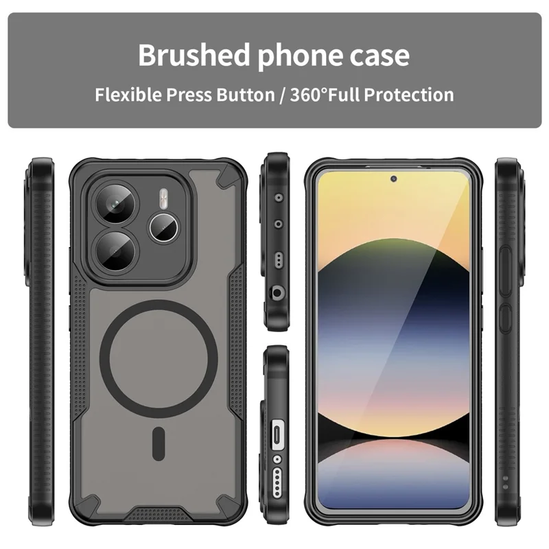 Bulk Purchasing For Xiaomi Redmi Note 14 5G Magnetic Case TPU + PC Phone Back Cover - Black
